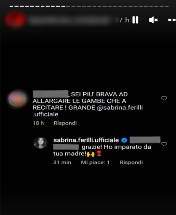 Sabrina Ferilli risponde per le rime a un hater 