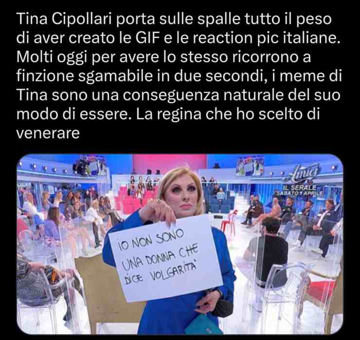 Il tweet su Tina Cipollari - Youbee.it