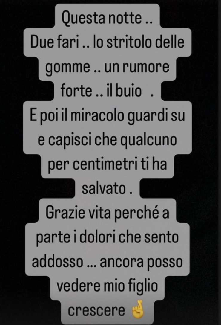 Brutto incidente stradale per Diego Tavani, se l'è vista brutta