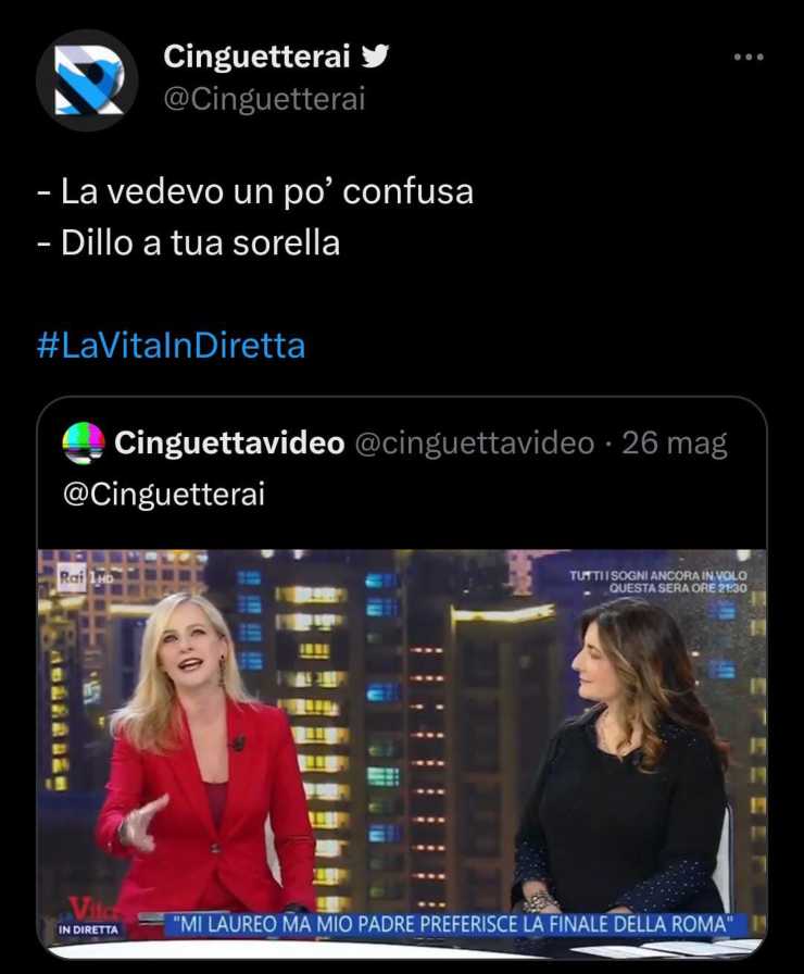 Tweet su La vita in diretta - Youbee.it