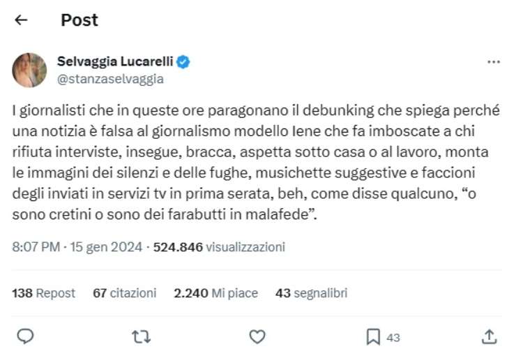 Selvaggia Lucarelli e la sua opinione